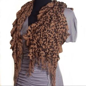 animal print fringe scarf, soft